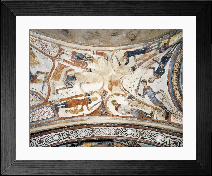 Framed Print : Royal Collegiate Church of San Isidoro. Royal Pantheon. 12th c. SPAIN. Len. Royal Collegiate Church of San Isidoro. Vault of the Massacre of the Innocents. Romanesque art. Fresco