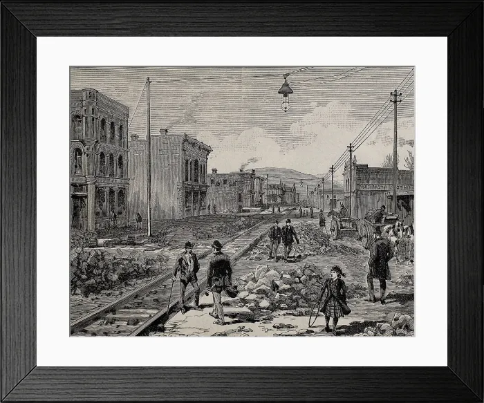 Framed Print : United States. Middlesborough. Development of the city: railway and buildings under construction, 1891. Engraving. AISA / Everett Collection**US SALES ONLY**