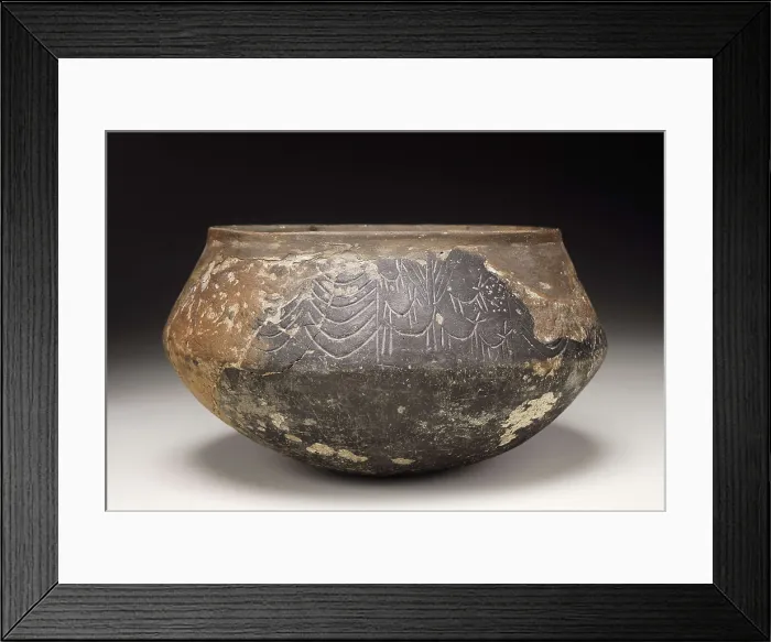 Framed Print : Decorated vessel. Eneolithic. Ceramics. SPAIN. Madrid. National Museum of Archaeology. Proc: SPAIN. Santa Fe de Mondjar. Los Millares. AISA / Everett Collection**US SALES ONLY**