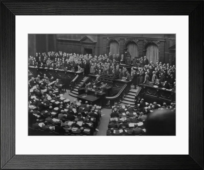Framed Print : Meeting of delegates in the Great Hall of the Reichstag, Nov. 1918