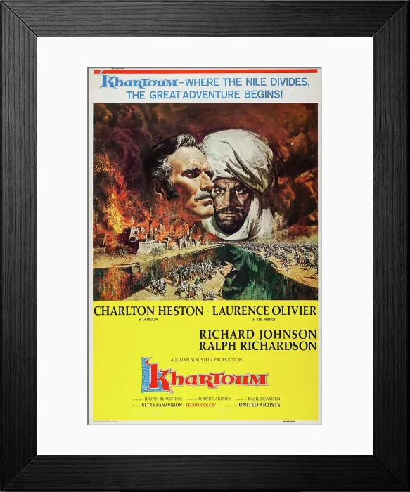 Framed Print : KHARTOUM, US poster art, from left: Charlton Heston, Laurence Olivier, 1966 Framed Print : KHARTOUM, US poster art, from left: Charlton Heston, Laurence Olivier, 1966