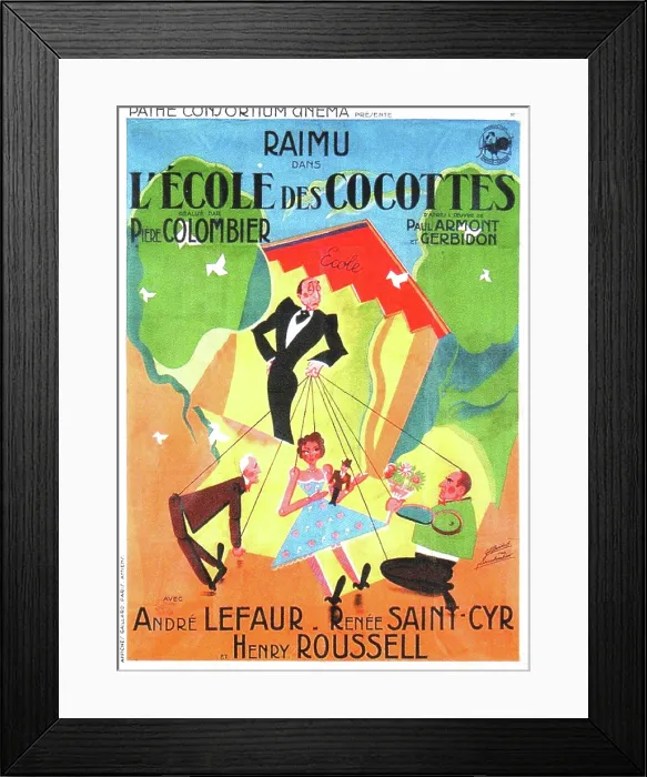 Framed Print : SCHOOL FOR COQUETTES, (aka L'ECOLE DES COCOTTES), French poster, 1935