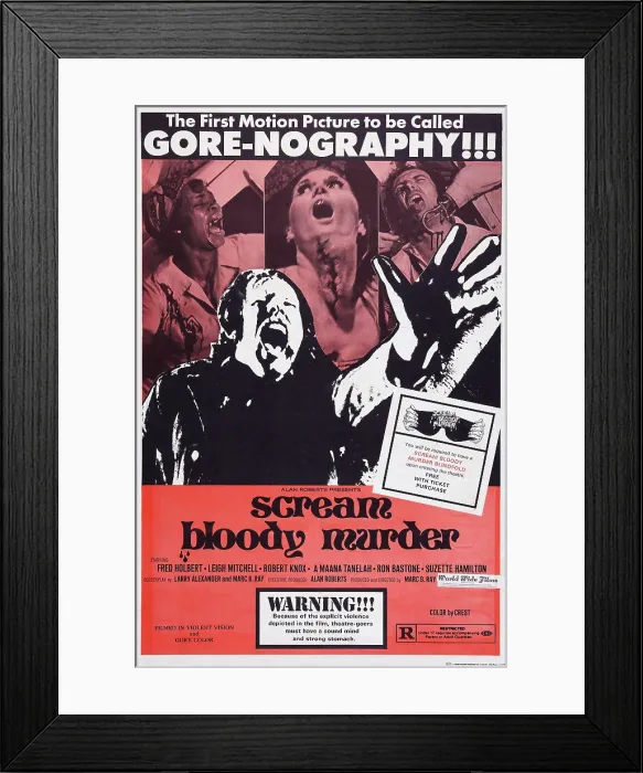 Framed Print : SCREAM BLOODY MURDER, (aka MATTHEW, aka THE CAPTIVE FEMALE, reissue title), US poster art, 1973 Framed Print : SCREAM BLOODY MURDER, (aka MATTHEW, aka THE CAPTIVE FEMALE, reissue title), US poster art, 1973