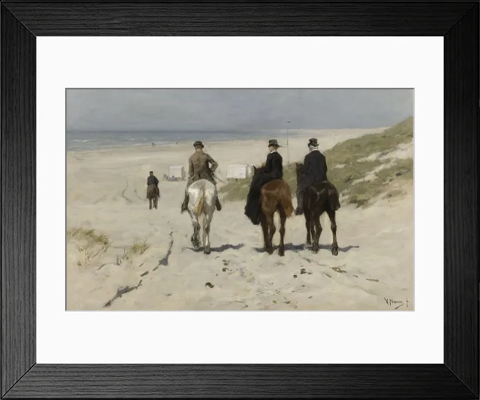 Framed Print : Morning Ride along the Beach, by Anton Mauve, 1876, Dutch painting, oil on canvas
