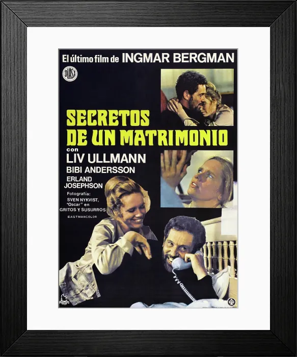 Framed Print : SCENES FROM A MARRIAGE, (aka SECRETOS DE UN MATRIMONIO), Spanish poster art, top l-r: Erland Josephson, Liv Ullmann, center: Liv Ullmann, bottom l-r: Liv Ullmann Framed Print : SCENES FROM A MARRIAGE, (aka SECRETOS DE UN MATRIMONIO), Spanish poster art, top l-r: Erland Josephson, Liv Ullmann, center: Liv Ullmann, bottom l-r: Liv Ullmann