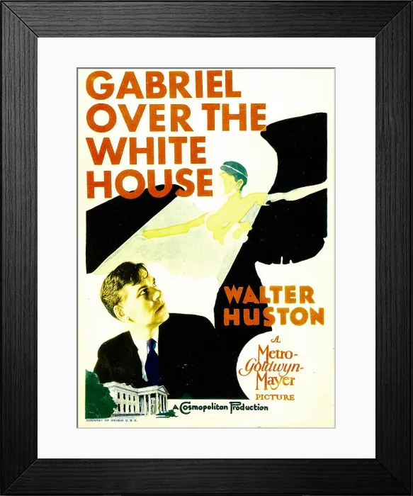 Framed Print : GABRIEL OVER THE WHITE HOUSE, left: Walter Huston on midget window card, 1933