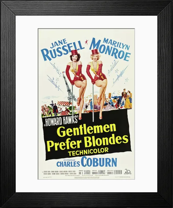 Framed Print : GENTLEMEN PREFER BLONDES, Jane Russell, Marilyn Monroe, 1953, TM and Copyright 20th Century Fox Film Corp. All rights reserved. / courtesy Everett Collection