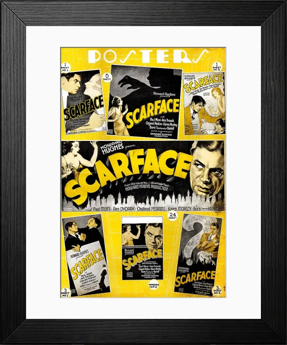 Framed Print : SCARFACE, Paul Muni, various poster selections, 1932