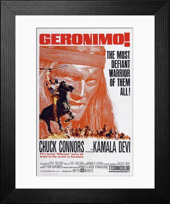 Framed Print : GERONIMO!, US poster art, Chuck Connors, 1962