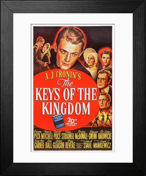 Framed Print : THE KEYS OF THE KINGDOM, US poster art, Gregory Peck, 1944. TM and Copyright 20th Century Fox Film Corp. All rights reserved. Courtesy: Everett Collection