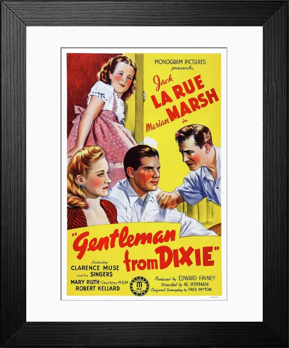 Framed Print : GENTLEMAN FROM DIXIE, from top: Mary Ruth, Marian Marsh, Jack LaRue, Robert Kellard on poster art, 1941