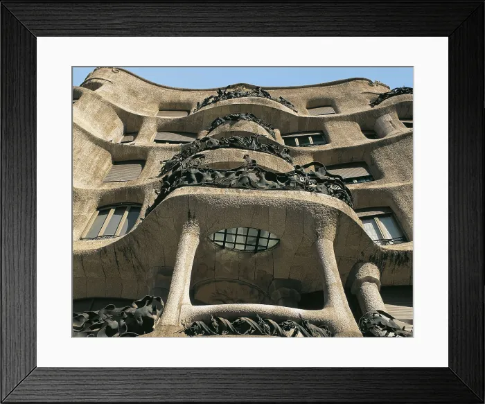 Framed Print : GAUDI i CORNET, Antoni (1852-1926). Mil House or La Pedrera. 1906-1910. SPAIN. CATALONIA. Barcelona. Mil House or 'The Quarry'. Facade. Modernism. Architecture