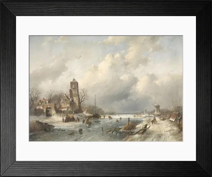 Framed Print : Winter Scene, Charles Leickert, by 1867, Belgian oil painting on canvas Framed Print : Winter Scene, Charles Leickert, by 1867, Belgian oil painting on canvas