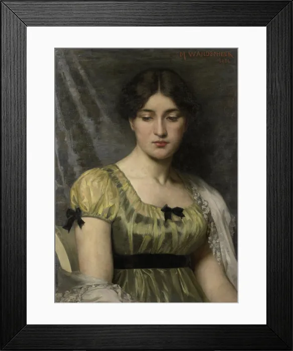 Framed Print : Portrait of a Young Woman, by Marie Wandscheer, 1886, Dutch painting, oil on canvas