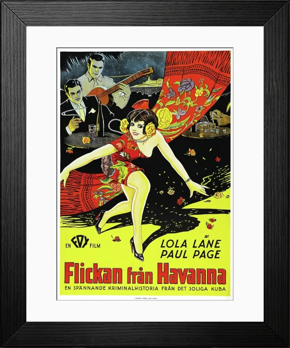 Framed Print : THE GIRL FROM HAVANA, (aka FLICKAN FRAN HAVANNA), Lola Lane on Swedish poster art, 1929, TM and Copyright 20th Century Fox Film Corp