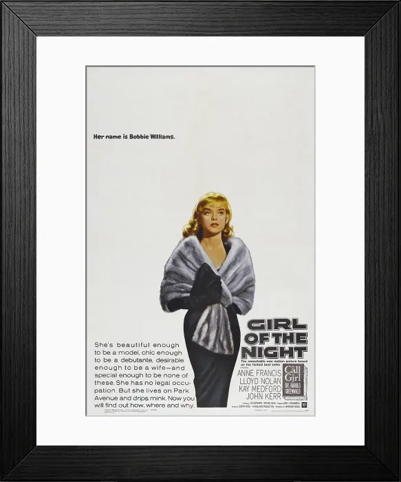 Framed Print : GIRL OF THE NIGHT, US poster art, Anne Francis, 1960 Framed Print : GIRL OF THE NIGHT, US poster art, Anne Francis, 1960