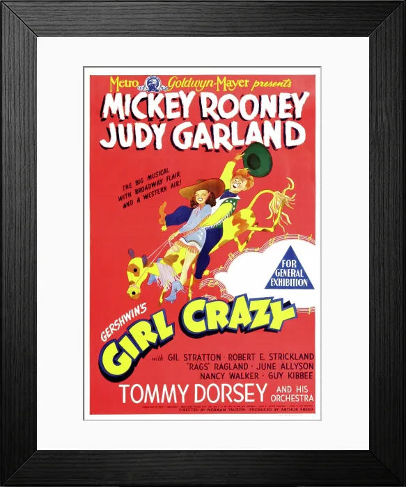 Framed Print : GIRL CRAZY, Australian poster, Judy Garland, Mickey Rooney, 1943