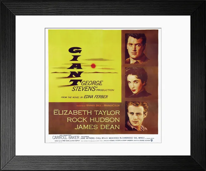 Framed Print : GIANT, US poster, from top: Rock Hudson, Elizabeth Taylor, James Dean, 1956