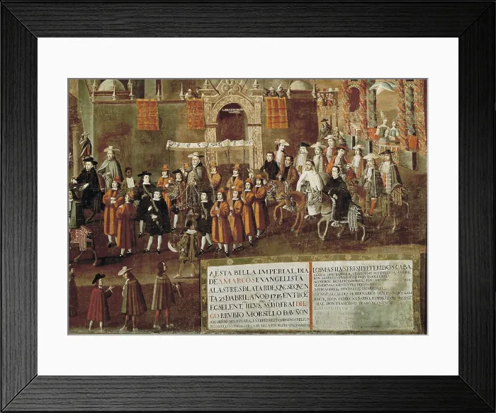 Framed Print : PEREZ DE HOLGUIN, Melchor (1665-1724). Entry of Viceroy Archbishop Morcillo into Potos. 1716