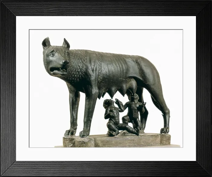 Framed Print : Capitoline Wolf. 5th c. BC. Etruscan art. Sculpture on bronze. ITALY. Rome. Capitoline Museums. AISA / Everett Collection**US SALES ONLY**