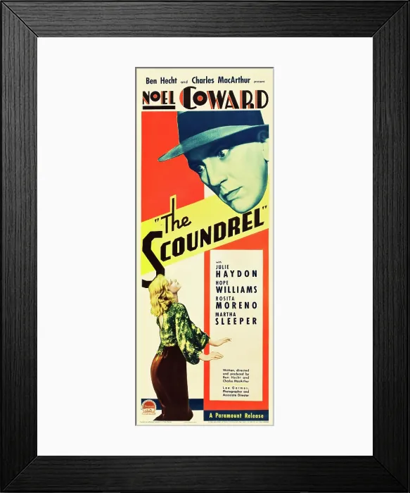 Framed Print : THE SCOUNDREL, top: Noel Coward, bottom: Julie Haydon on insert poster art, 1935 Framed Print : THE SCOUNDREL, top: Noel Coward, bottom: Julie Haydon on insert poster art, 1935