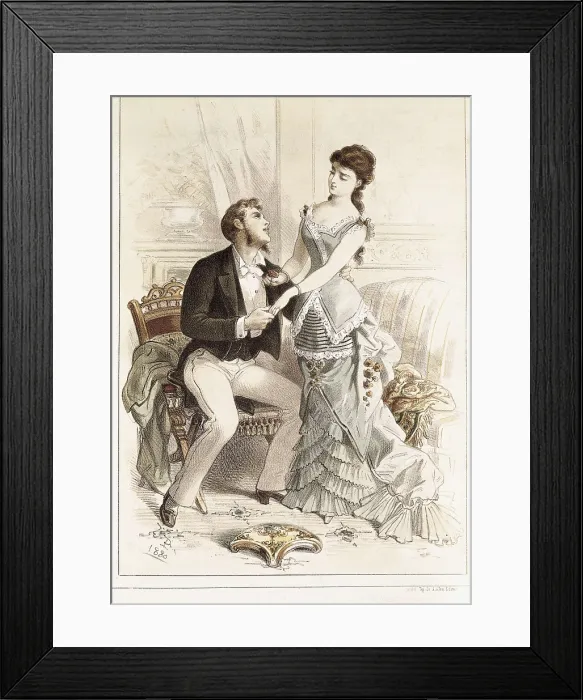 Framed Print : PLANAS I FRANQUESA, Eusebi (1833-1897). The Lady of the Camellias. 1880. Illustration for an edition of Alexandre Dumas work 'The Lady of the Camellias'