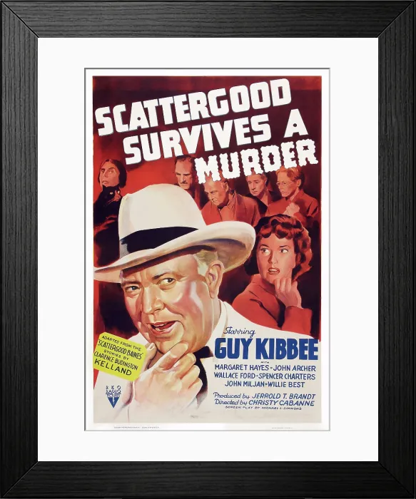 Framed Print : SCATTERGOOD SURVIVES A MURDER, US poster art, bottom from left: Guy Kibbee, Margaret Hayes, 1942