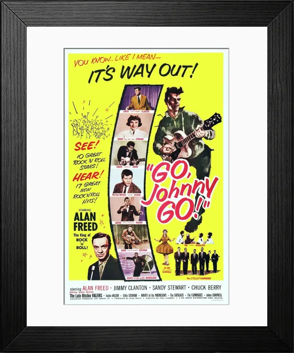 Framed Print : GO, JOHNNY, GO!, (top-bottom): Jimmy Clanton, Sandy Stewart, Chuck Berry, Ritchie Valens, Jackie Wilson, Eddie Cochran, Harvey Fuqua, Alan Freed, Jo-Ann Campbell, The Cadillacs Framed Print : GO, JOHNNY, GO!, (top-bottom): Jimmy Clanton, Sandy Stewart, Chuck Berry, Ritchie Valens, Jackie Wilson, Eddie Cochran, Harvey Fuqua, Alan Freed, Jo-Ann Campbell, The Cadillacs