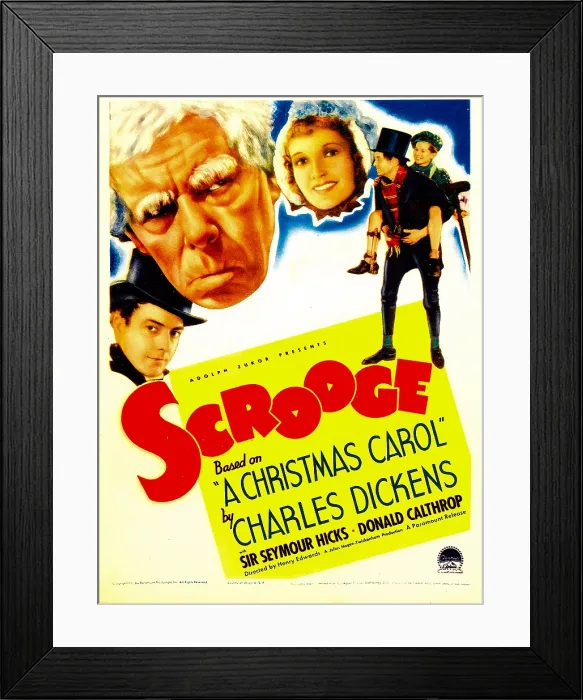 Framed Print : SCROOGE, second from left: Seymour Hicks on midget window card, 1935