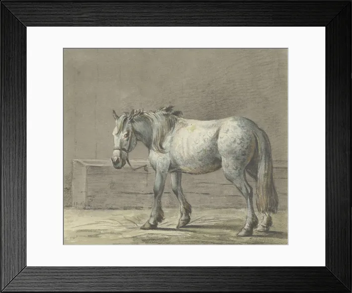 Framed Print : Standing Horse in a Stall, Facing Left, by Jean Bernard, 1810-16, Dutch watercolor painting. (BSLOC_2016_1_278)