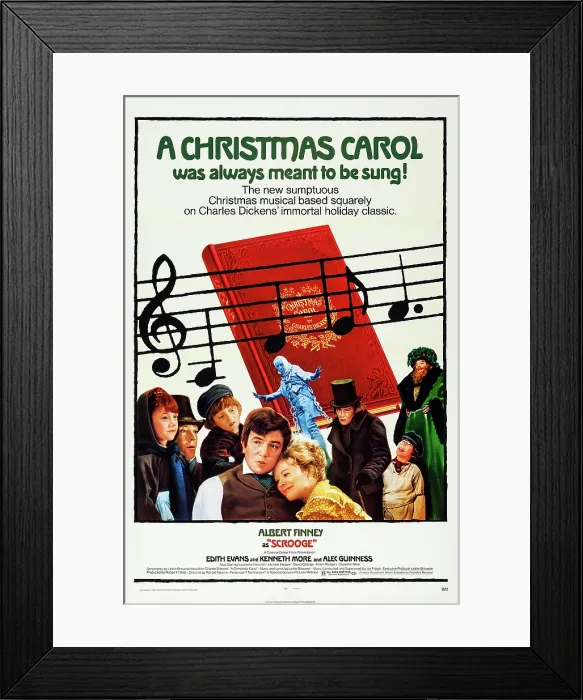 Framed Print : SCROOGE, US poster, from left: Karen Scargill, David Collings, Richard Beaumont, Albert Finney, Suzanne Neve, Alec Guinness (rear in chains), 1970 Framed Print : SCROOGE, US poster, from left: Karen Scargill, David Collings, Richard Beaumont, Albert Finney, Suzanne Neve, Alec Guinness (rear in chains), 1970
