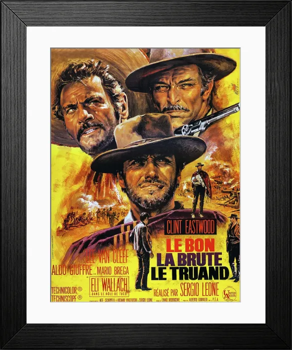 Framed Print : THE GOOD, THE BAD AND THE UGLY, (aka LE BON, LA BRUTE, LE TRUAND), French poster art, Eli Wallach, Clint Eastwood, Lee Van Cleef, 1966 Framed Print : THE GOOD, THE BAD AND THE UGLY, (aka LE BON, LA BRUTE, LE TRUAND), French poster art, Eli Wallach, Clint Eastwood, Lee Van Cleef, 1966
