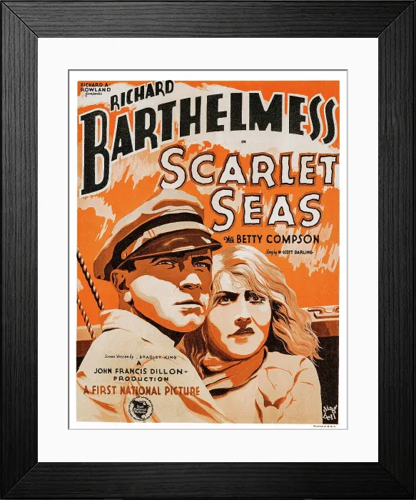 Framed Print : SCARLET SEAS, US poster, Richard Barthelmess, Betty Compson, 1928 Framed Print : SCARLET SEAS, US poster, Richard Barthelmess, Betty Compson, 1928