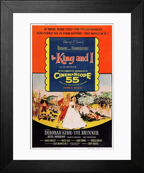 Framed Print : THE KING AND I, US poster art, center: Yul Brynner, Deborah Kerr, 1956. TM & Copyright 20th Century-Fox Film Corp. All Rights reserved / courtesy Everett Collection