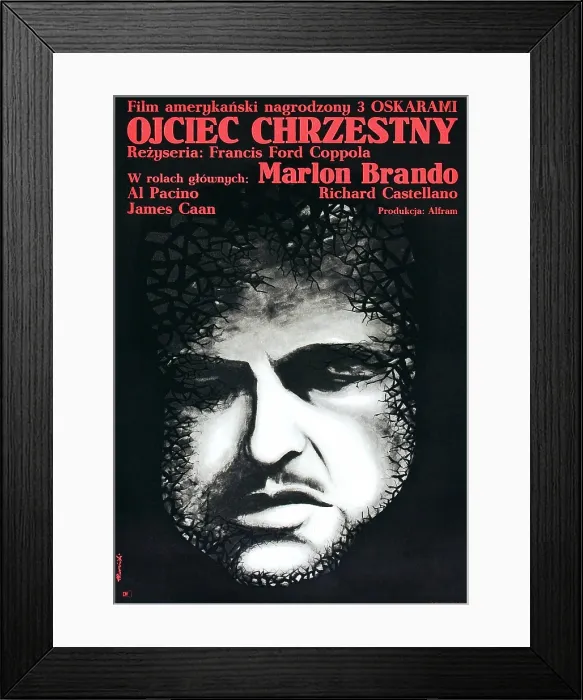 Framed Print : THE GODFATHER (aka OJCIEC CHRZESTNY), Marlon Brando on Polish poster art, 1972