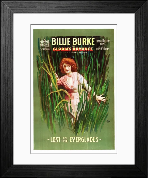 Framed Print : GLORIA'S ROMANCE, Billie Burke in Lost In the Everglades, 1-sheet poster art, 1916 Framed Print : GLORIA'S ROMANCE, Billie Burke in Lost In the Everglades, 1-sheet poster art, 1916