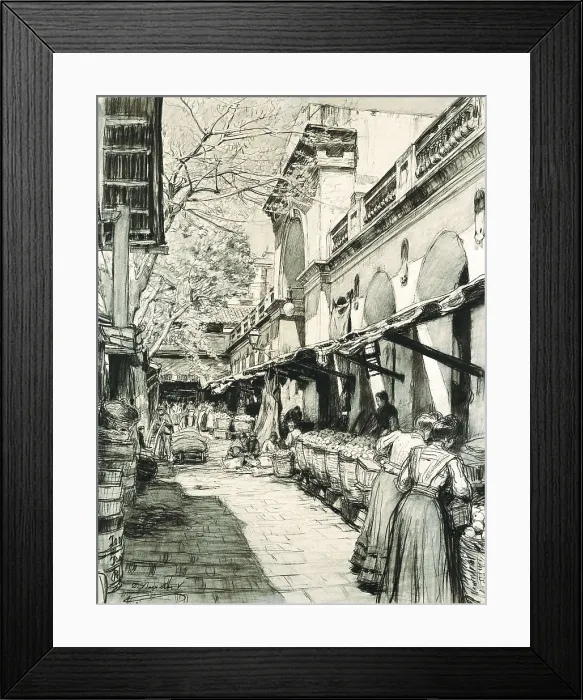 Framed Print : BAIXERAS i VERDAGUER, Dions (1862-1943). Barcelona: St. Catherine's Market. Drawing. SPAIN. Barcelona. Barcelona City History Museum