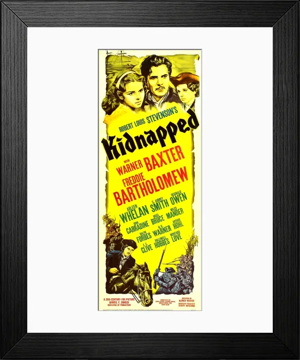 Framed Print : KIDNAPPED, top from left: Arleen Whelan, Warner Baxter, Freddie Bartholomew, bottom left: Freddie Bartholomew, 1938, TM and Copyright 20th Century Fox Film Corp