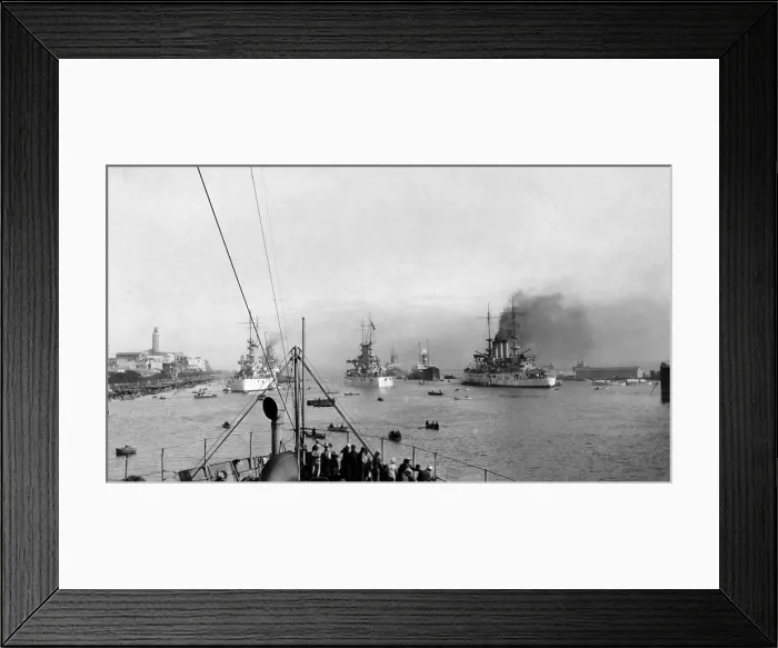 Framed Print : The Great White Fleet at Port Said, Egypt, approaching the Mediterranean Sea. Jan. 5-6, 1909 (BSLOC_2017_2_87) Framed Print : The Great White Fleet at Port Said, Egypt, approaching the Mediterranean Sea. Jan. 5-6, 1909 (BSLOC_2017_2_87)