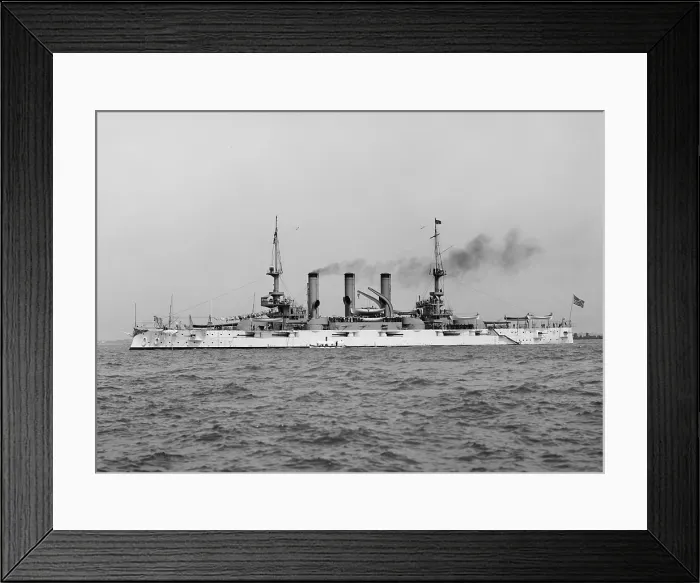 Framed Print : U.S.S. Connecticut, flagship of the Great White Fleet, 1907-1909. She was the most advanced battleship in the US Fleet in 1907 Framed Print : U.S.S. Connecticut, flagship of the Great White Fleet, 1907-1909. She was the most advanced battleship in the US Fleet in 1907