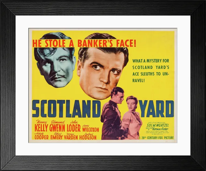 Framed Print : SCOTLAND YARD, US poster art, from left: Henry Wilcoxon, John Loder, Nancy Kelly, 1941. TM & Copyright 20th Century-Fox Film Corp.All rights reserved / courtesy Everett Collection