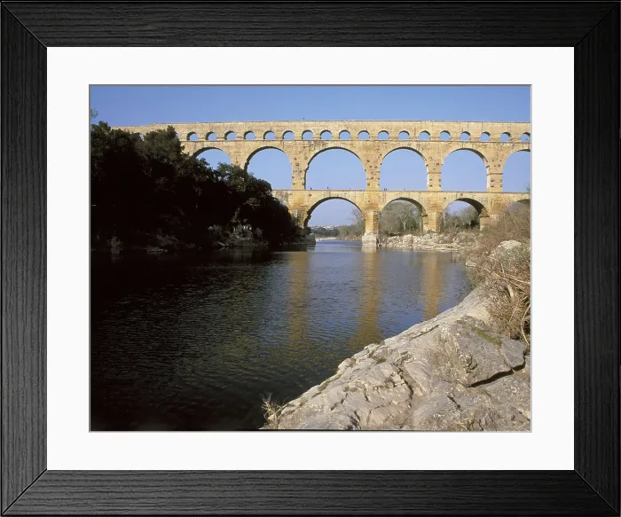 Framed Print : FRANCE. LANGUEDOC-ROUSSILLON. GARD. Vers-Pont-du-Gard. Pont du Gard (1st c. AD), Roman aqueduct over the Gardon river. Roman art. Early Empire