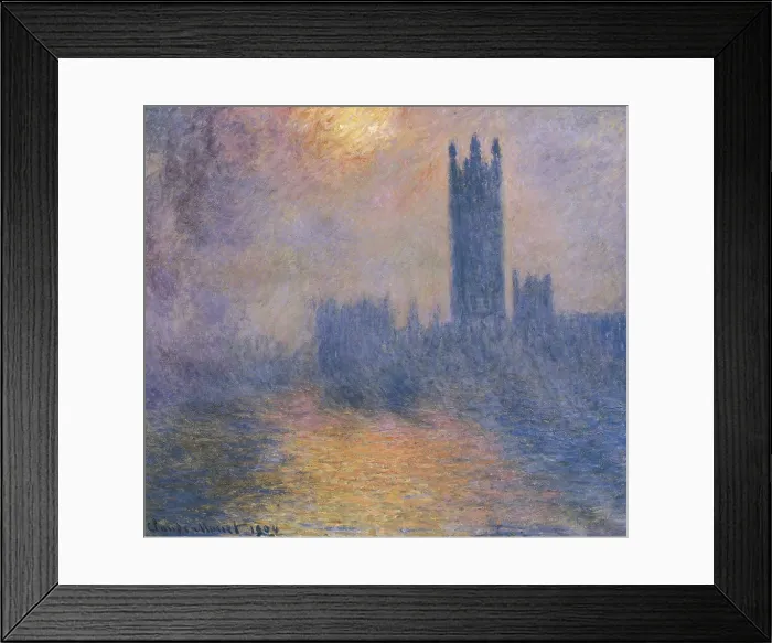 Framed Print : MONET, Claude (1840-1926). The Houses of Parliament, London, with the sun breaking through the fog. 1904. Impressionism. Oil on canvas. FRANCE. Paris