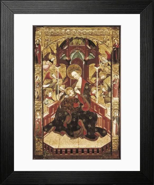 Framed Print : MUR, Ramon de (?-1435). Altarpiece of the Virgin of the Milk. beg. 15th c. The central panel is preserved. International gothic. Tempera on wood. SPAIN. Barcelona Framed Print : MUR, Ramon de (?-1435). Altarpiece of the Virgin of the Milk. beg. 15th c. The central panel is preserved. International gothic. Tempera on wood. SPAIN. Barcelona