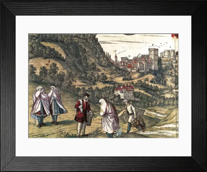 Framed Print : HOGENBERG, Franz (1535-1590). Civitatis Orbis Terrarum. 1572-1617. Moriscos in the Alhambra, engraving of the work 'Civitatis Orbis Terrarum', by George Braun