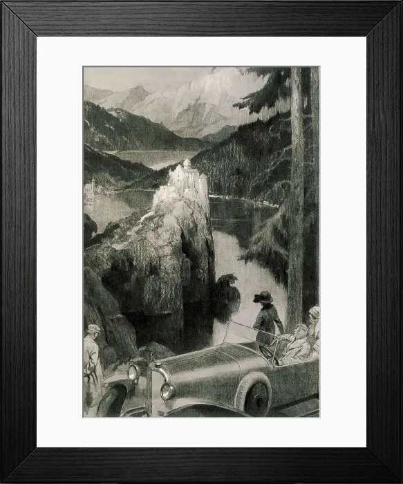 Framed Print : Tourists visiting the Tyrol in 1922 by car. Engraving. AISA / Everett Collection**US SALES ONLY**