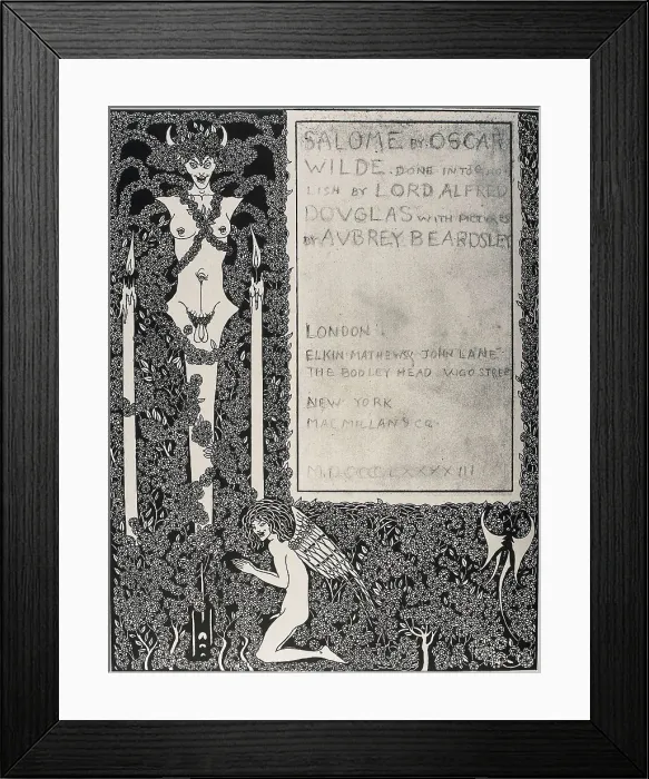 Framed Print : BEARDSLEY, Aubrey Vincent (1872-1898). Salome. 1894. Title page of the illustrated edition by Beardsley from Oscar Wilde's play 'Salome', written in 1893 Framed Print : BEARDSLEY, Aubrey Vincent (1872-1898). Salome. 1894. Title page of the illustrated edition by Beardsley from Oscar Wilde's play 'Salome', written in 1893