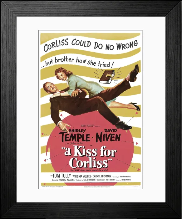Framed Print : A KISS FOR CORLISS, US poster, David Niven, Shirley Temple, 1949