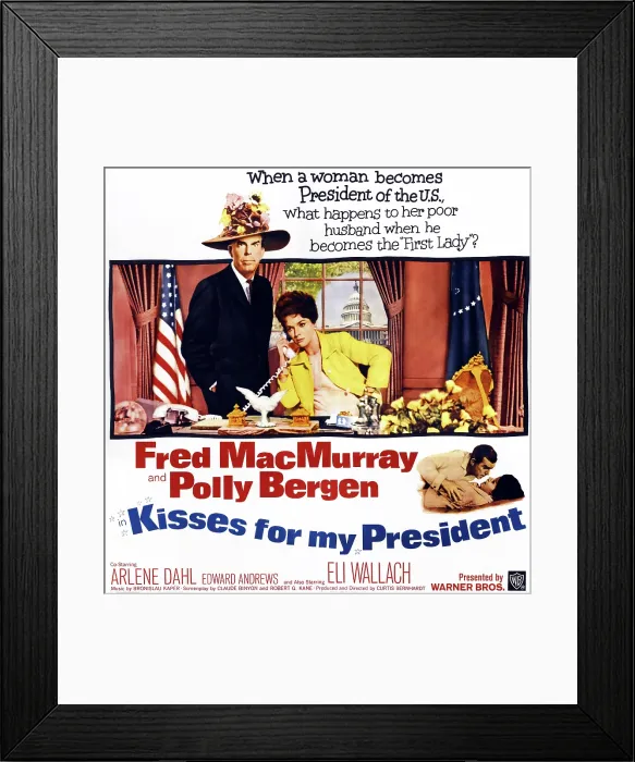 Framed Print : KISSES FOR MY PRESIDENT, US poster art, from left: Fred MacMurray, Polly Bergen, 1964