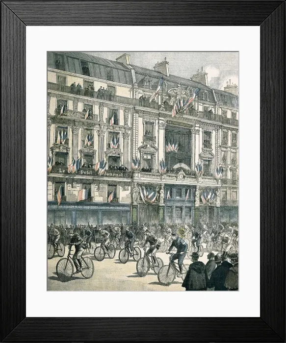 Framed Print : Cycling race Paris-Brest (1891). Starting line in Paris. Illustration from 'Le Petit Journal'. Etching. FRANCE. Paris. National Library